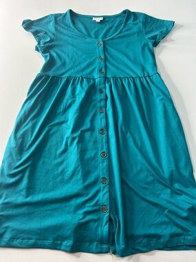 LuLaRoe XXS Teal Button-Front Dress